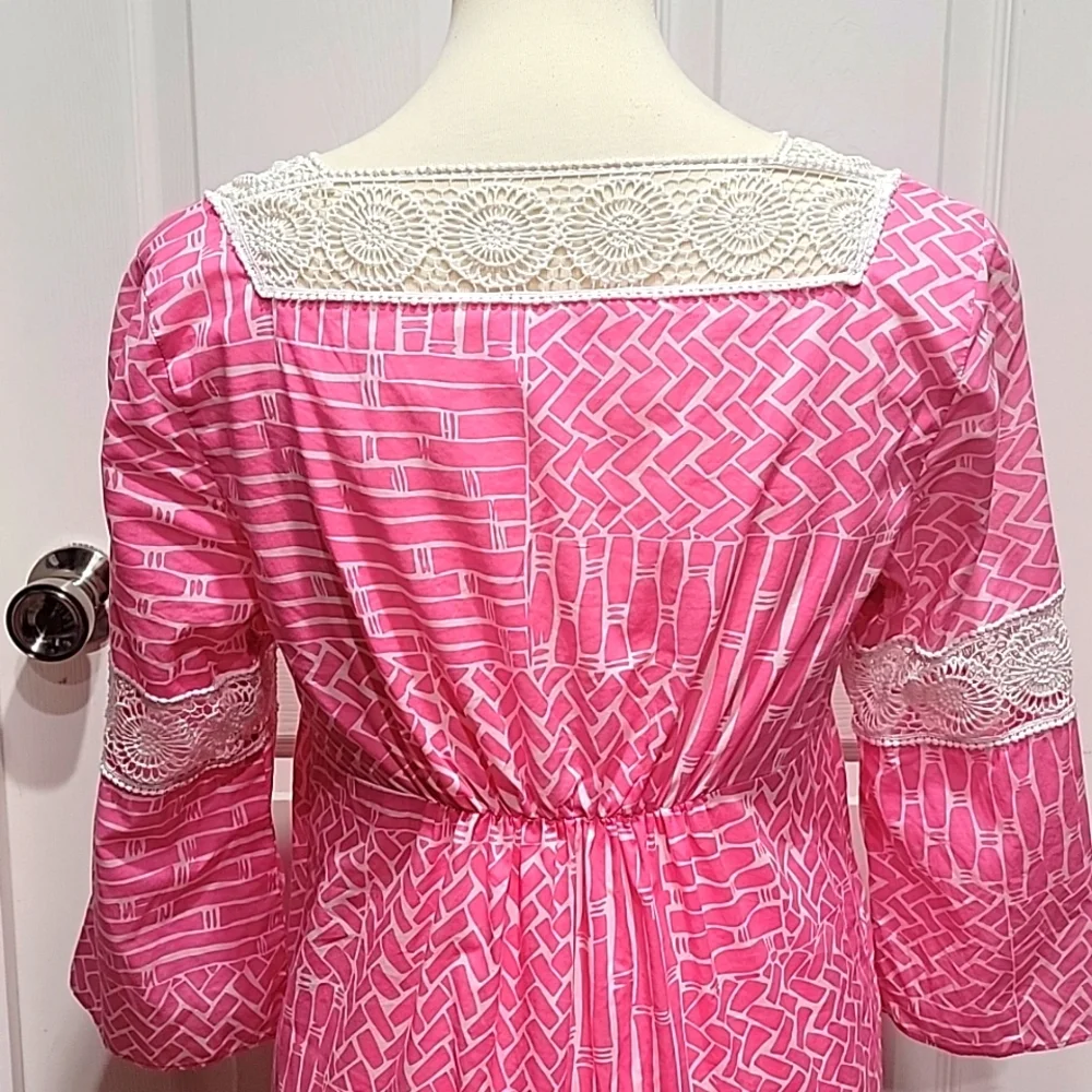 Lilly Pulitzer Chapman Tunic Pink & White Floral Lace Dress Women's Size Small - Picture 8 of 15